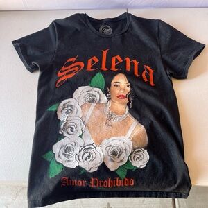 Black Graphic T-Shirt with Selena Design